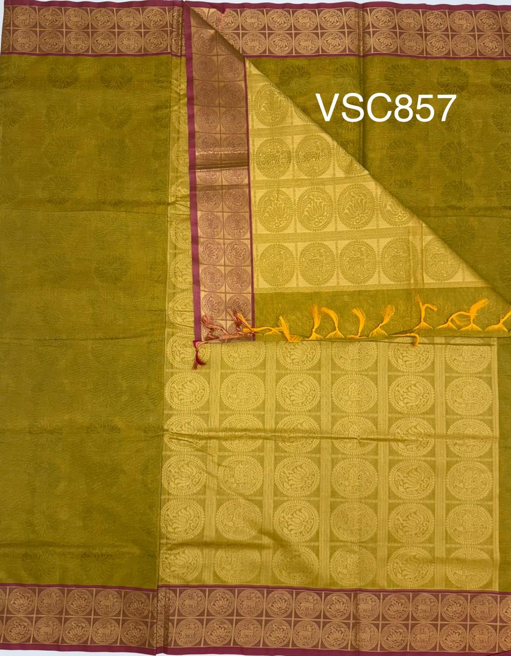 VSC857 - mehandi green color body, pallu,blouse.