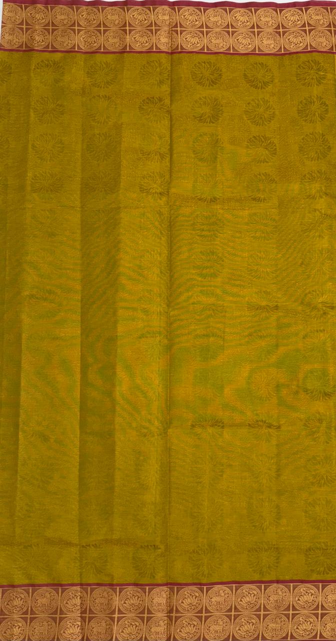 VSC857 - mehandi green color body, pallu,blouse.