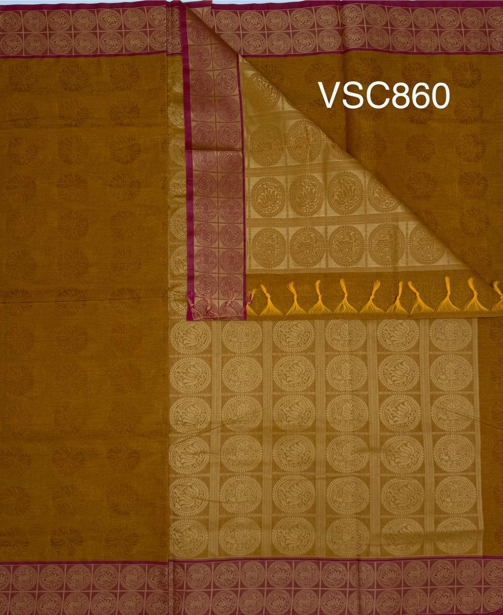 VSC860 - mustard yellow color body, pallu,blouse.