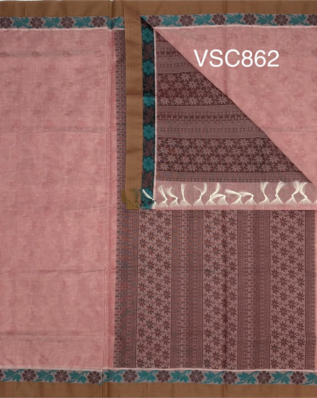 VSC862 - peach color body, pallu,blouse.