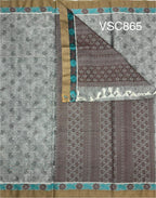 VSC865 - dark grey color body, pallu,blouse.