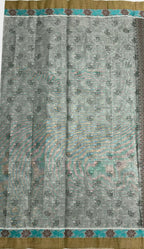 VSC865 - dark grey color body, pallu,blouse.