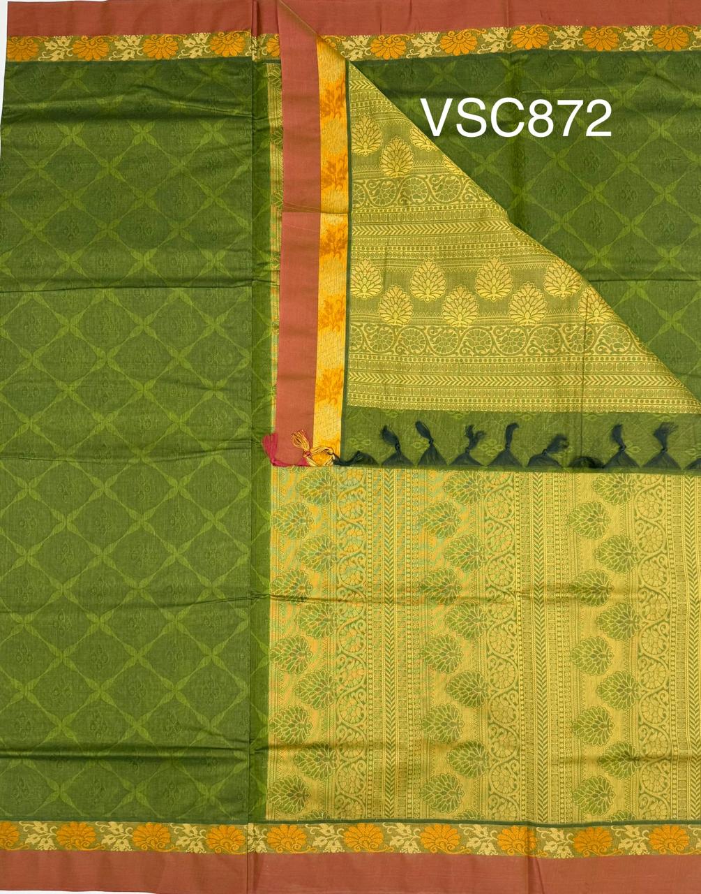 VSC872 - leaf green color body, pallu,blouse.
