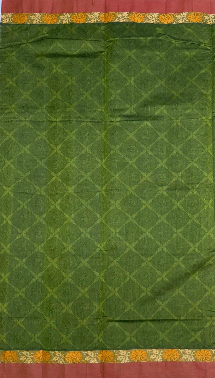 VSC872 - leaf green color body, pallu,blouse.
