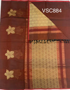 VSC884 - orange with black color body, pallu,blouse.