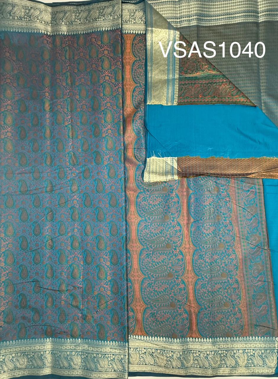 VSAS1040 - peacock blue color body, pallu , blouse.