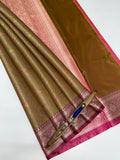 VSAS1042 - honey brown color body , pink color pallu , blouse.
