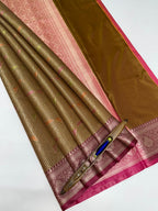 VSAS1042 - honey brown color body , pink color pallu , blouse.