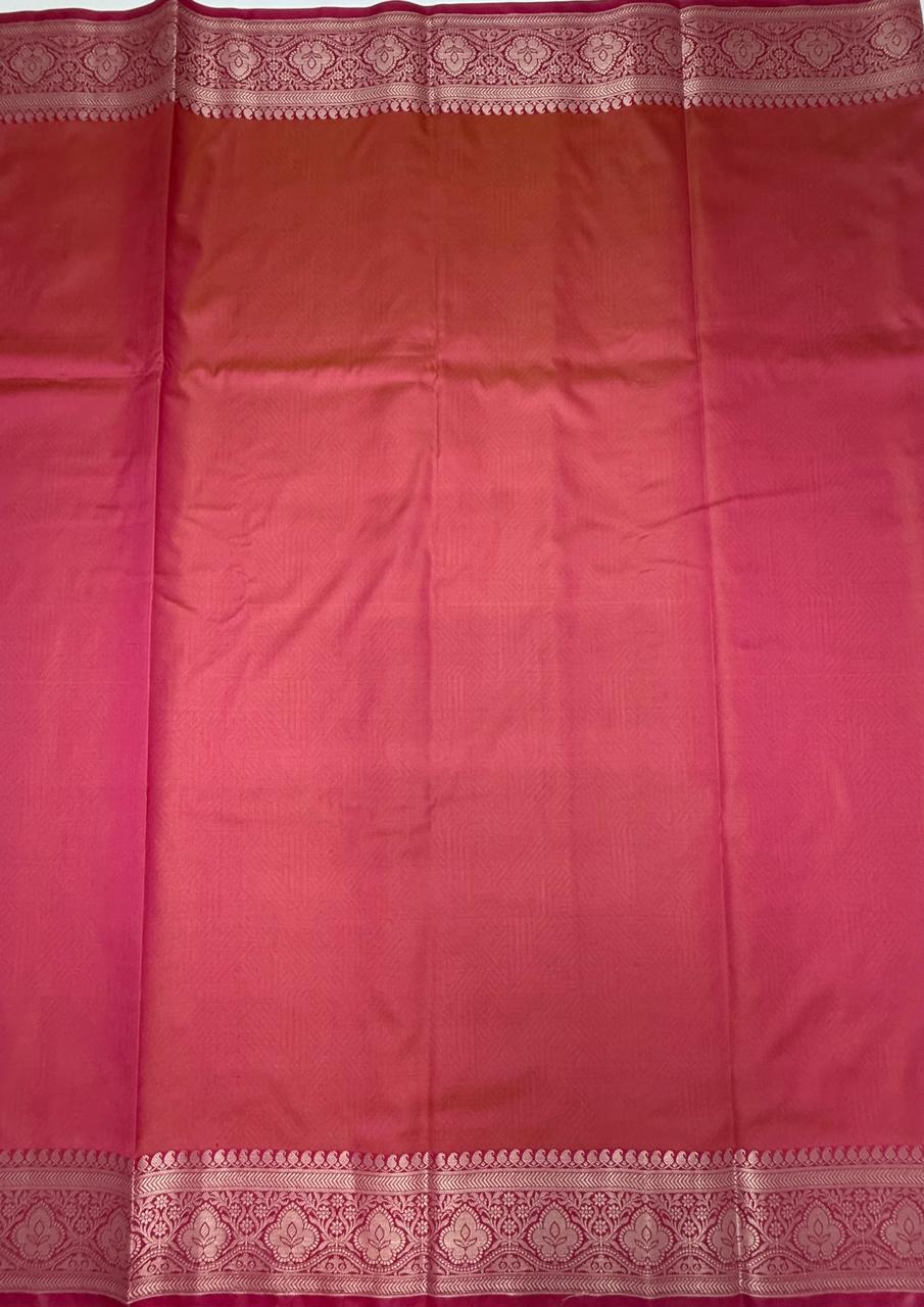 VSAS1042 - honey brown color body , pink color pallu , blouse.