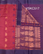 VSKC517 - dusky pink color body , violet color pallu , blouse.