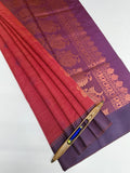 VSKC517 - dusky pink color body , violet color pallu , blouse.
