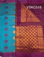VSKC518 - sky blue color body , purple color pallu , blouse.