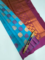 VSKC518 - sky blue color body , purple color pallu , blouse.