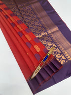 VSKC521 - red color body , violet color pallu , blouse.