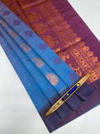 VSKC522 - copper sulphate blue color body , violet color pallu , blouse.