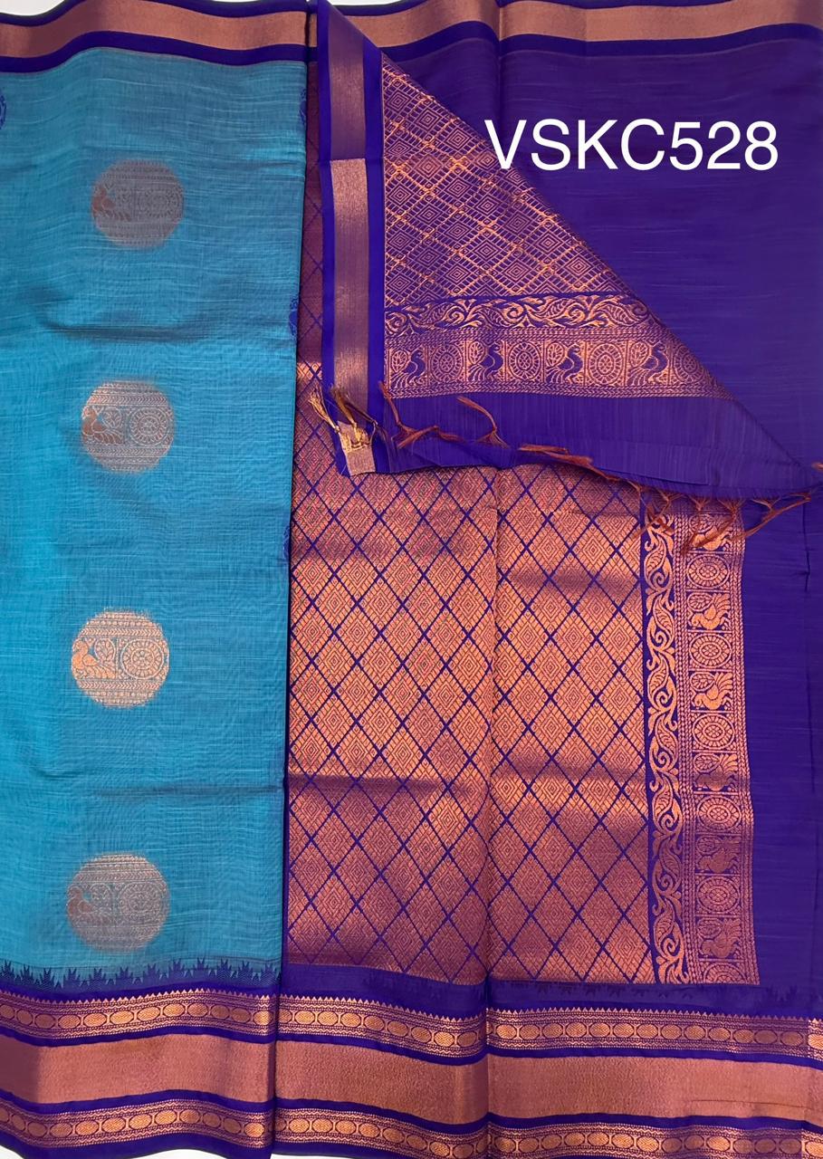 VSKC528 - blue color body , royal blue color pallu , blouse.
