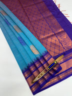 VSKC528 - blue color body , royal blue color pallu , blouse.