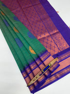VSKC529 - green color body , royal blue color pallu , blouse.
