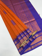 VSKC530 - honey brown color body , royal blue color pallu , blouse.