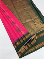 VSKC534 - pink color body , bottle green color pallu , blouse.