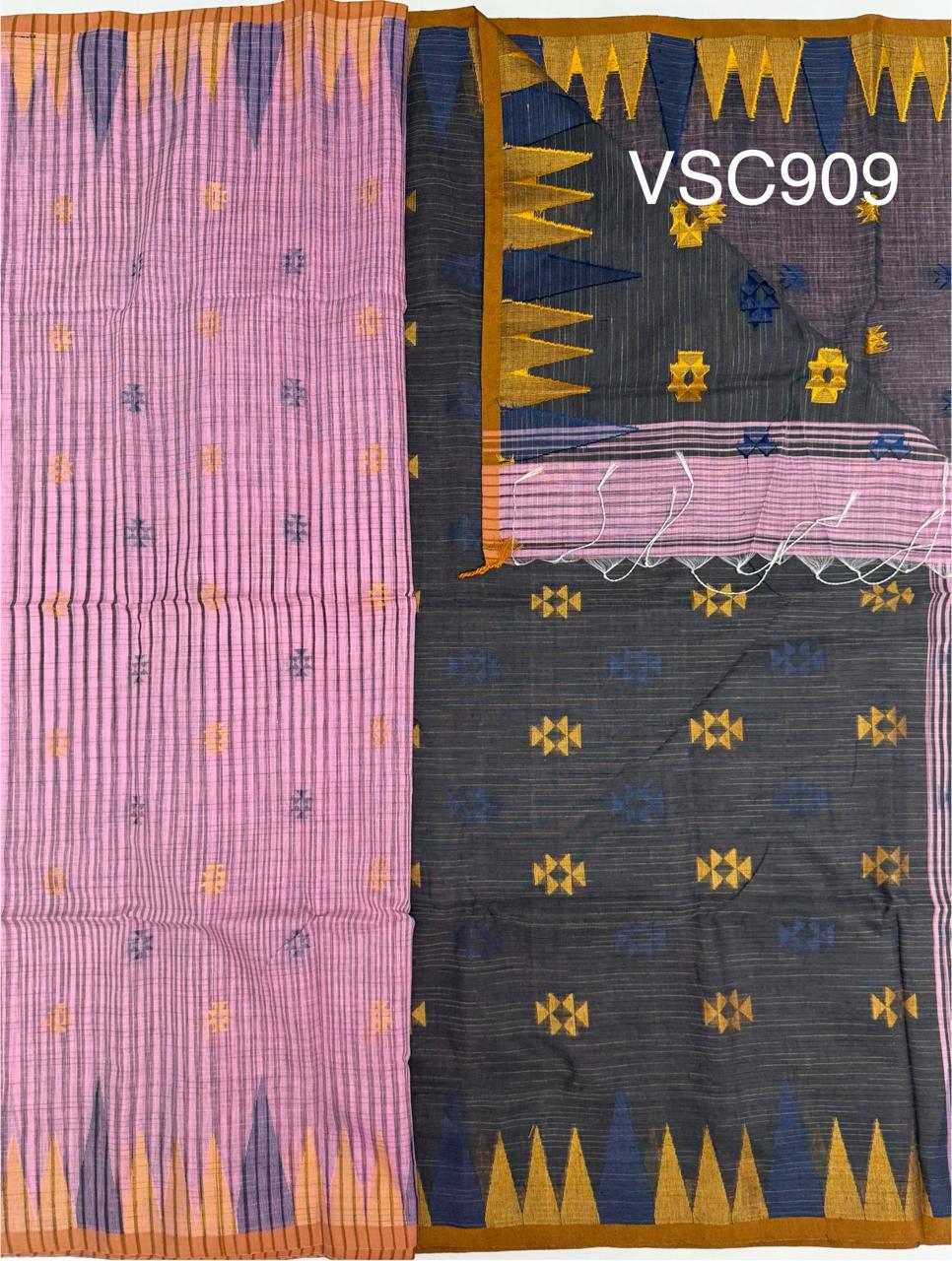 VSC909 - lavender rose color body , dark grey color&nbsp; pallu,blouse.