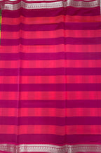 VSKC554 - coffee brown with green color body , rani pink color pallu , blouse.