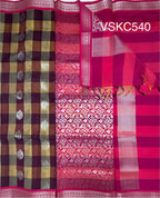 VSKC540 - sandal with violet color body , rani pink color pallu , blouse.