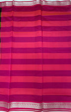 VSKC543 - yellow with green color body , rani pink color pallu , blouse.