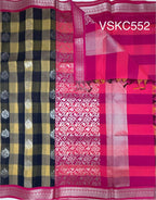 VSKC552 - sandal with navy blue color body , rani pink color pallu , blouse.