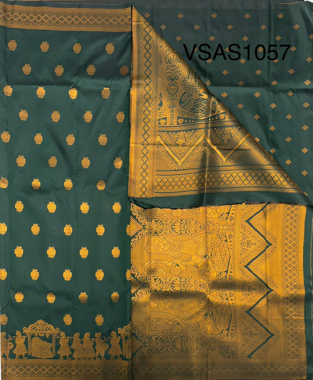 VSAS1057 - bottle green color body ,pallu , blouse.