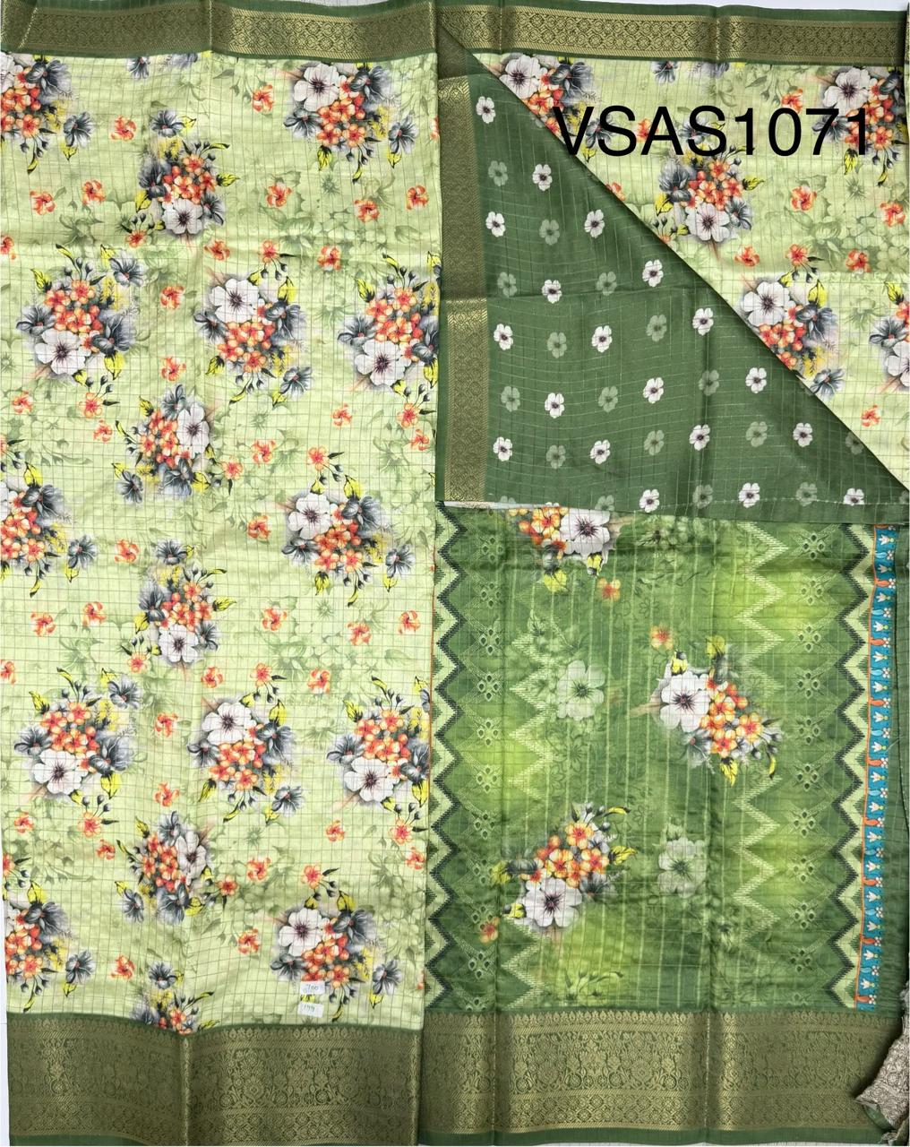 VSAS1071 - pista green color body , green color pallu , blouse.