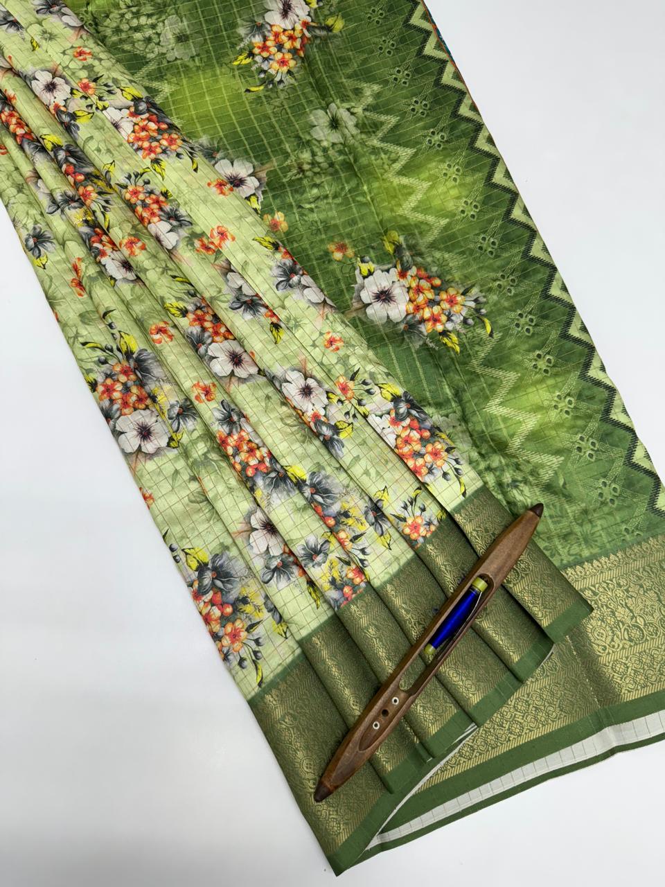 VSAS1071 - pista green color body , green color pallu , blouse.