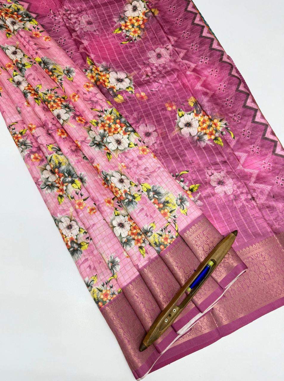 VSAS1073 - light pink color body , dusky pink color pallu , blouse.