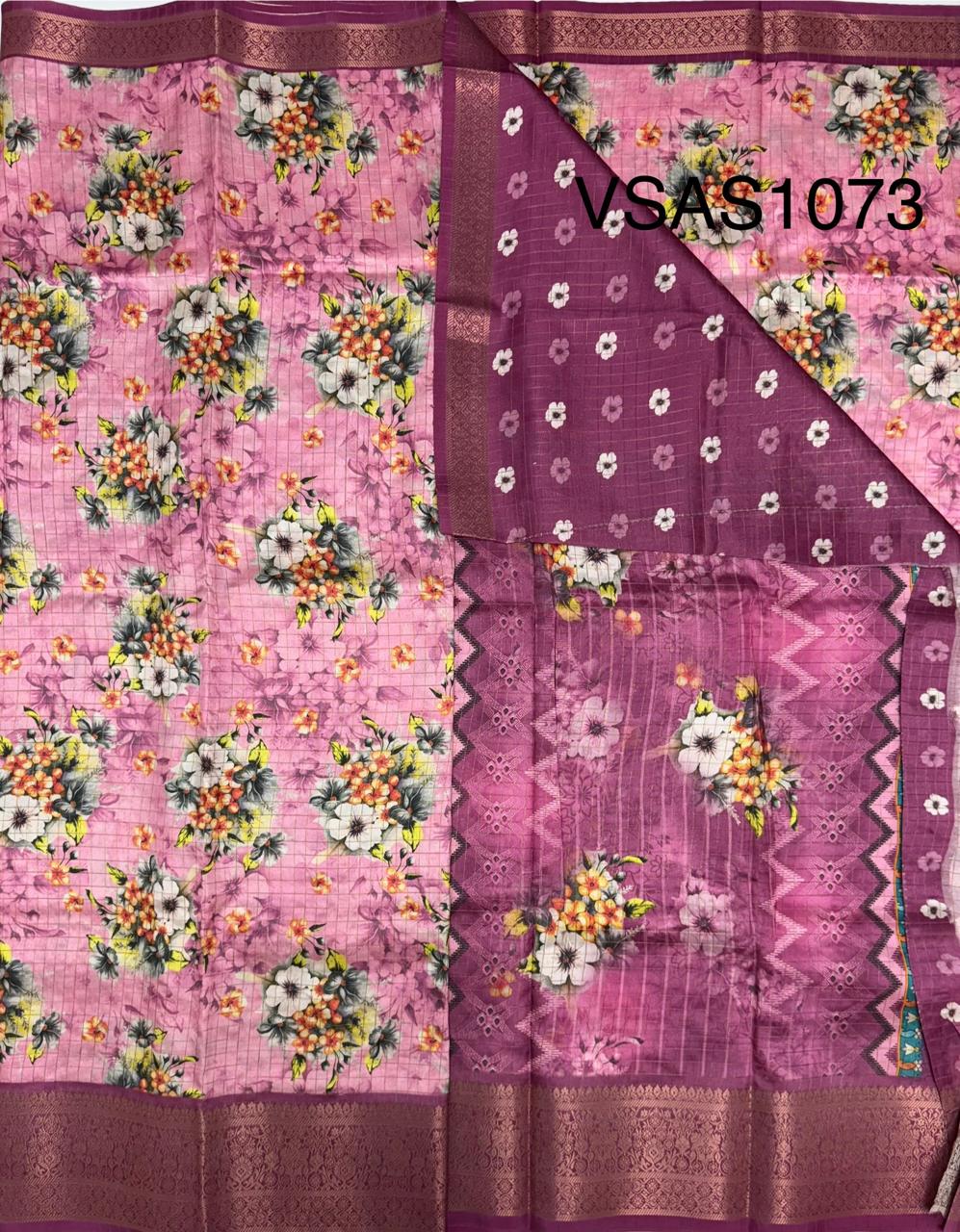 VSAS1073 - light pink color body , dusky pink color pallu , blouse.