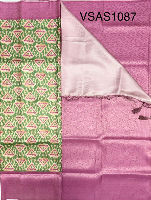 VSAS1087 - green color body , dusky pink color pallu , blouse.