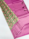VSAS1087 - green color body , dusky pink color pallu , blouse.