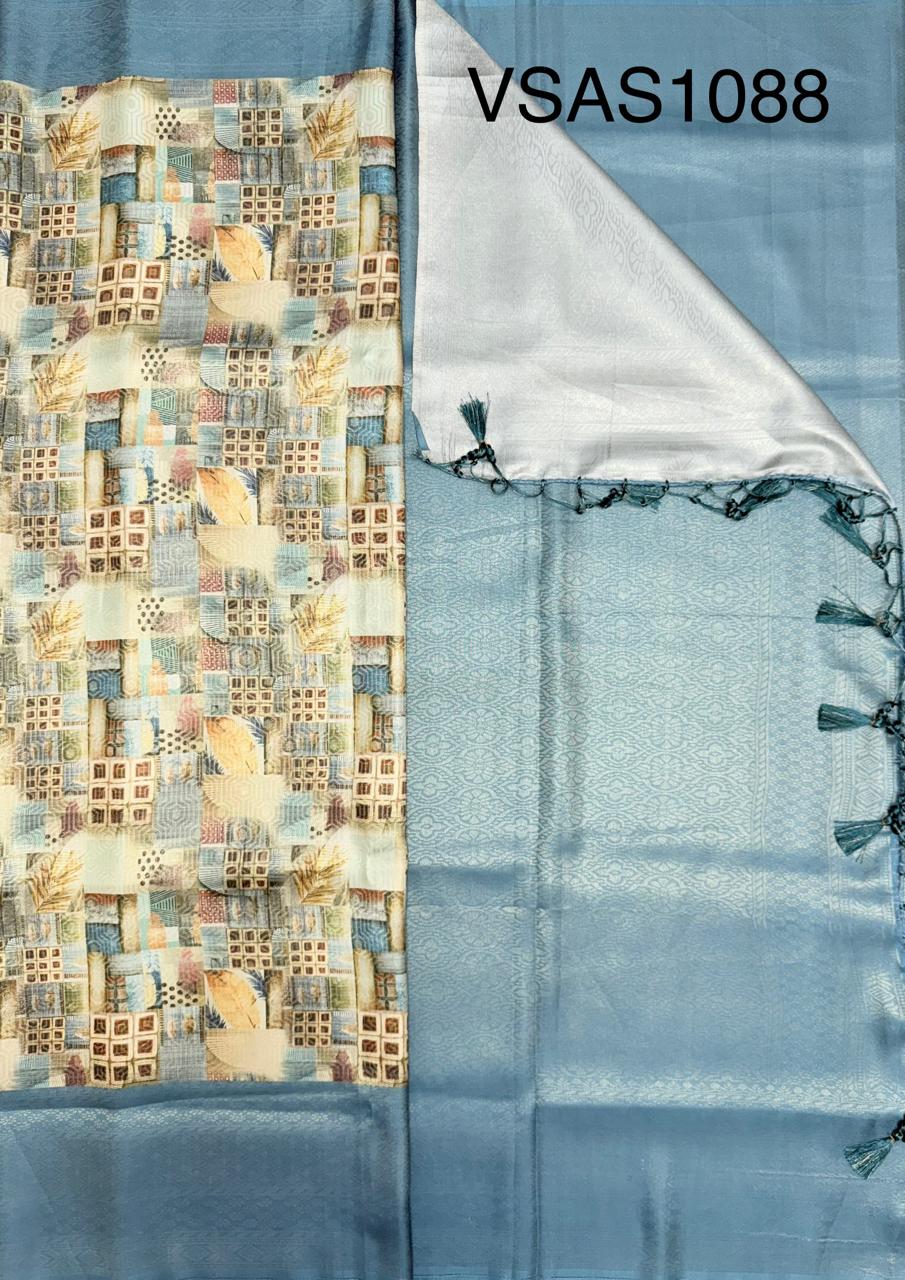 VSAS1088 - multicolor color body , pastel blue color pallu , blouse.