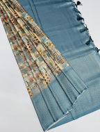 VSAS1088 - multicolor color body , pastel blue color pallu , blouse.