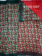 VSAS1097 - bottle green color body , red color pallu , blouse.
