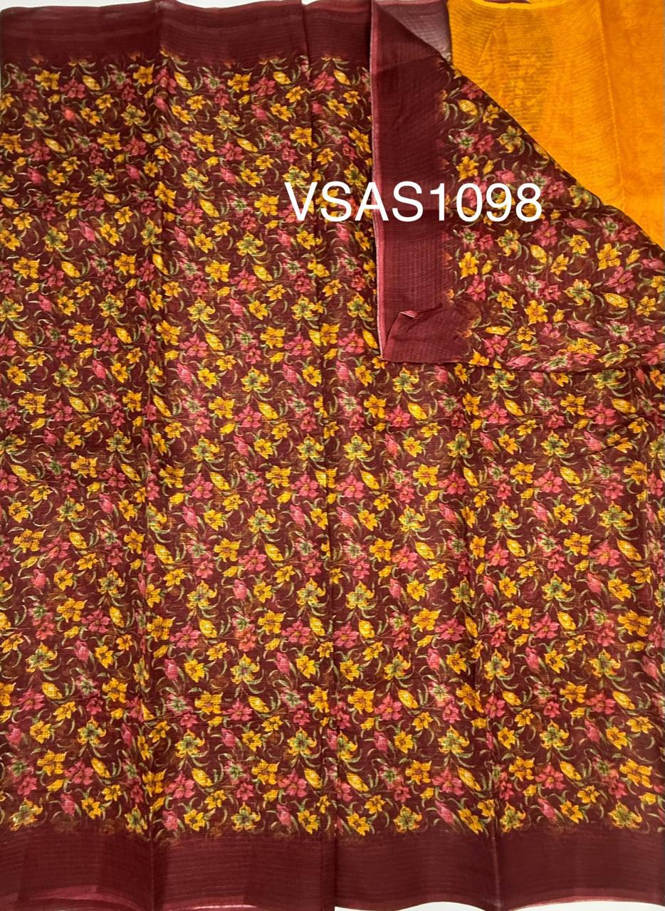 VSAS1098 - maroon color body , yellow color pallu , blouse.