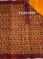 VSAS1098 - maroon color body , yellow color pallu , blouse.