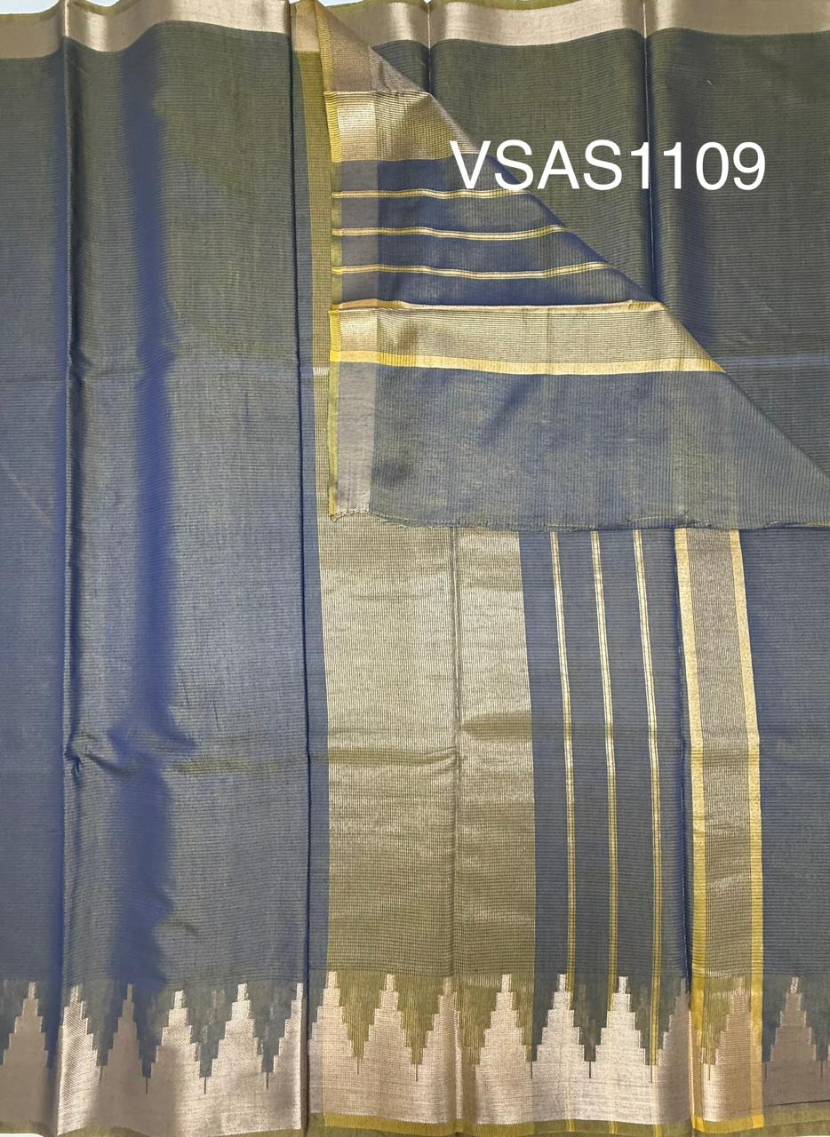 VSAS1109 - blue with green color body ,pallu , blouse.