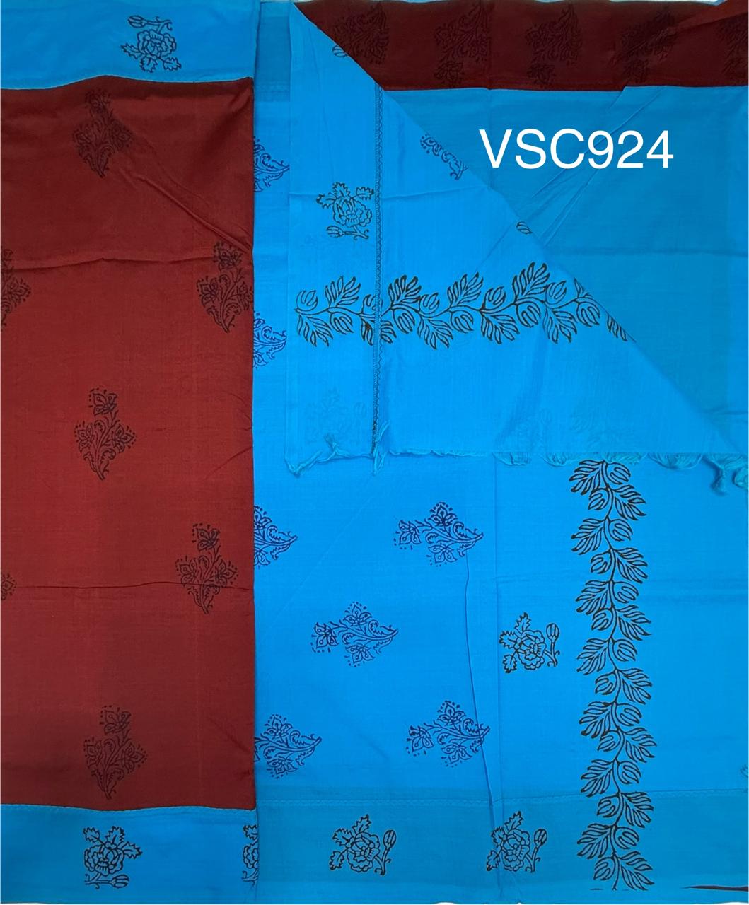 VSC924 - maroon color body , blue color pallu,blouse.