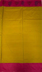VSC927 - pink color body , yellow with green color pallu,blouse.