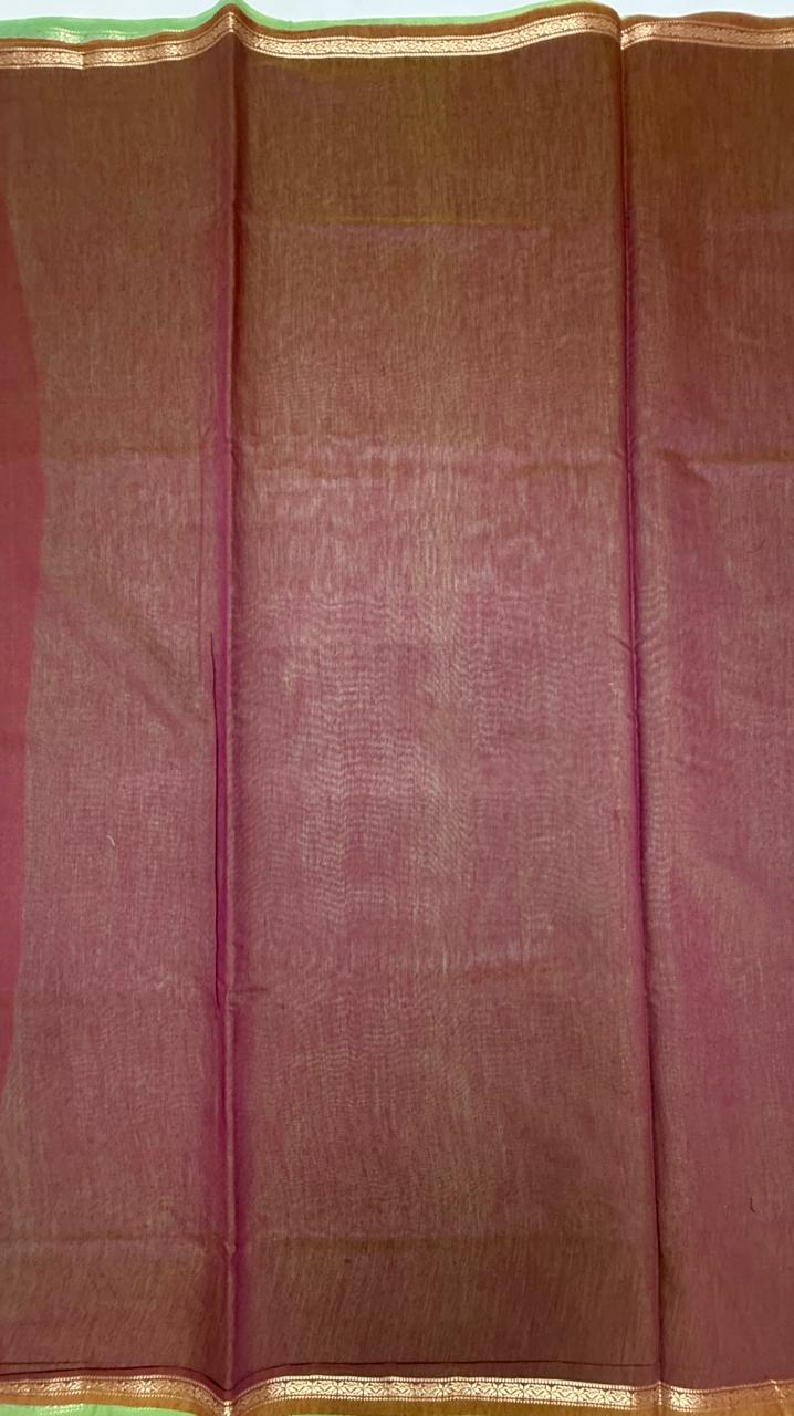 VSC933 - green color body, pink with green color pallu,blouse.
