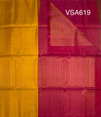 VSA619 - yellow color body & pink color pallu , blouse pure silk saree