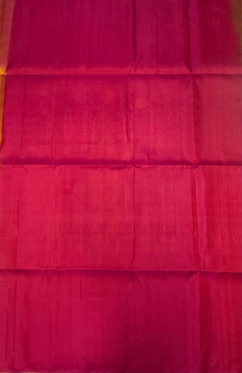 VSA619 - yellow color body & pink color pallu , blouse pure silk saree