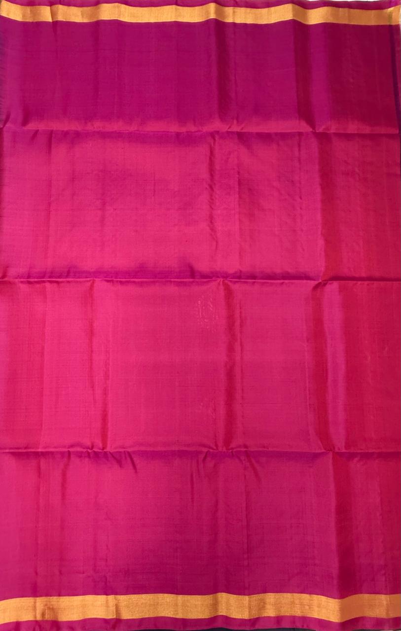VSZB222 - navy blue color body , magenta color pallu , blouse - Pure silk saree