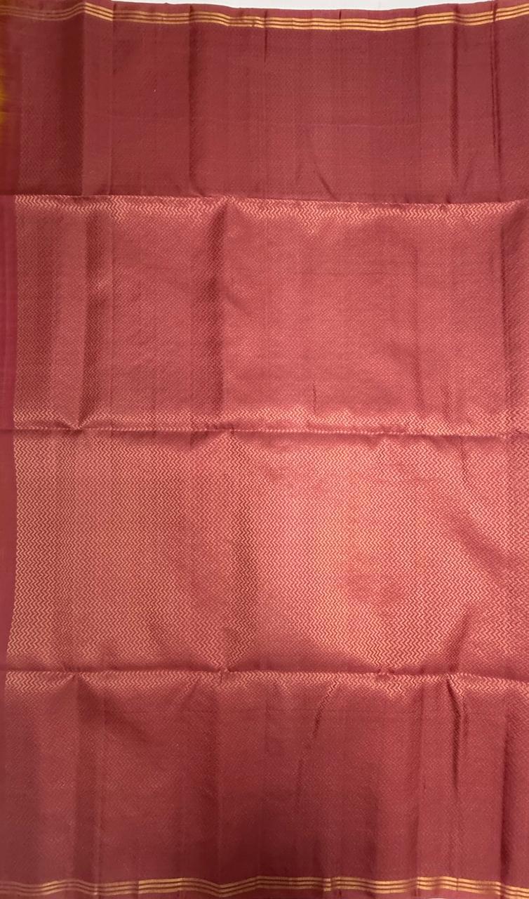 VSA621 - dusky pink color body, pallu , blouse pure silk saree