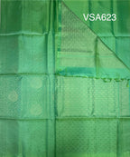 VSA623 - rexona green color body, pallu , blouse pure silk saree